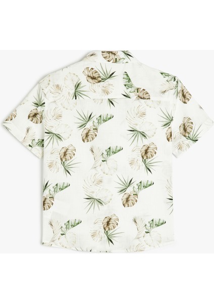 Desenli Düğme Detaylı Kısa Kollu Pamuklu Gömlek fiyatları