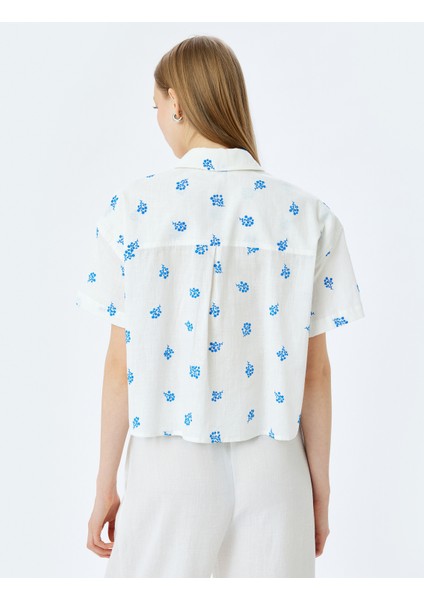 Pamuklu Çiçek Desenli Kısa Kollu Gömlek fırsatları