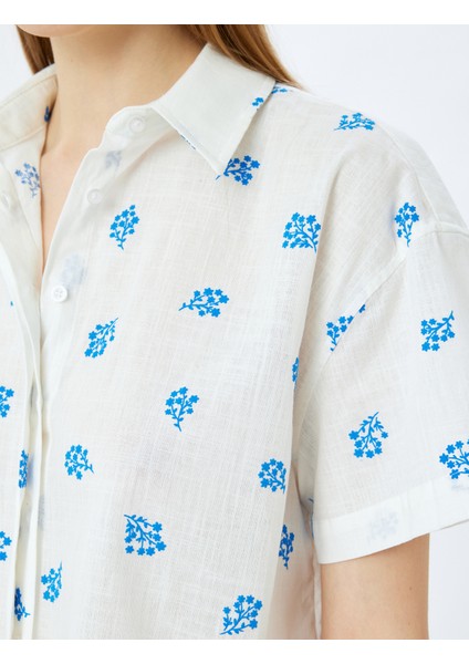 Pamuklu Çiçek Desenli Kısa Kollu Gömlek indirimleri