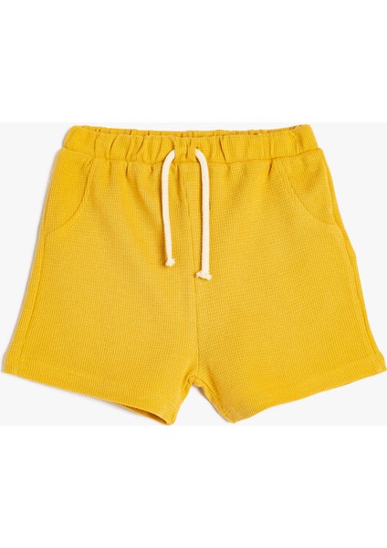 Beli Bağcıklı Pamuklu Cep Detaylı Basic Şort