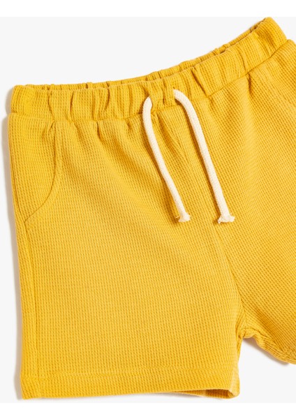 Beli Bağcıklı Pamuklu Cep Detaylı Basic Şort modelleri