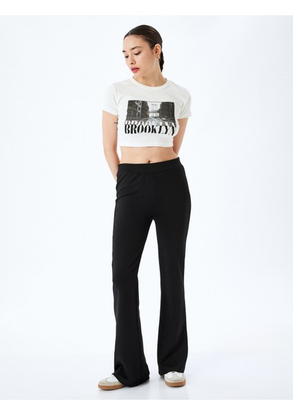 Viskon Ispanyol Paça Beli Lastikli Pantolon