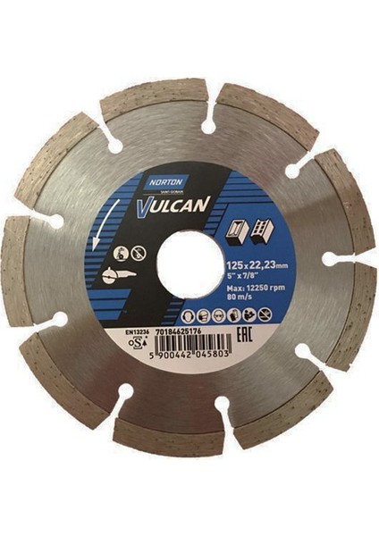 Vulcan 125MM 22,23MM Elmaslı Kesme Diski - Beton ve Inşaat Malzemeleri İçin Ideal modelleri