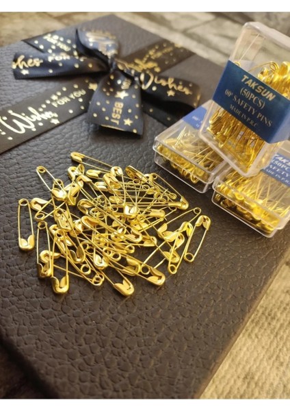 Mini Çatal Iğne Sarı 50 Adet 2cm Çengelli Sarı Iğne Gold Çengelli Iğne