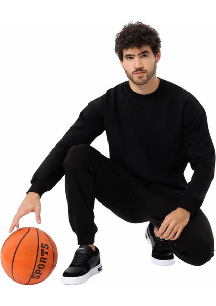 Erkek Siyah Şardonsuz 3 Iplik Casual Kalıp Erkek Sweatshirt fiyatları