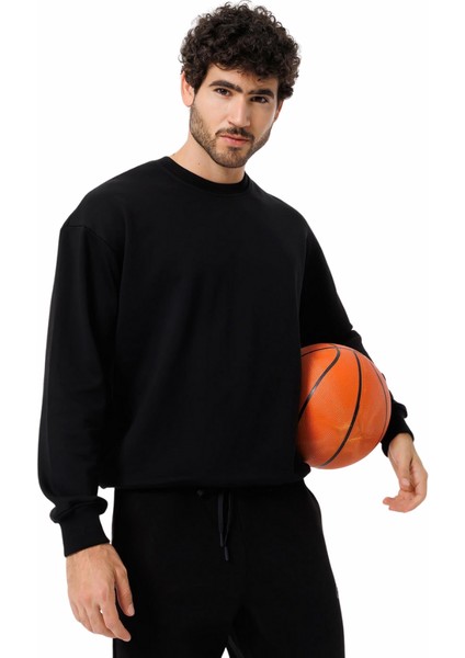 Erkek Siyah Şardonsuz 3 Iplik Casual Kalıp Erkek Sweatshirt indirimleri