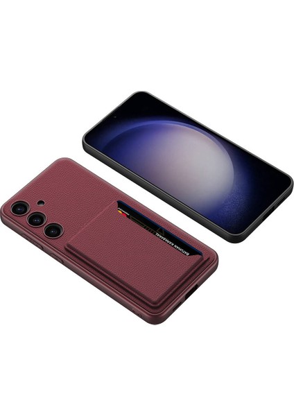 Galaxy S24 Plus Suni Deri Arka Yüzey Kartlıklı Kıpta Silikon Kapak fiyatları