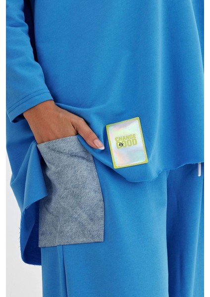 Denim Cepli Oversize Takım-Mavi fırsatları