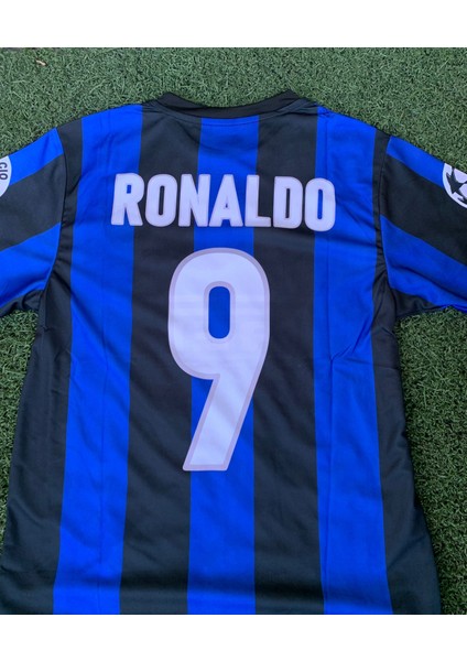 Inter 2010 Madrid Şampiyonlar Ligi Finali Ronaldo 9 Nostalji Forması Mavi [çubuklu] Fm3