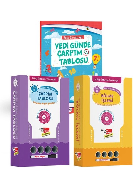 Kolay Öğrenme Yöntemiyle Çarpım Tablosu ve Bölme Işlemi 3'lü Set