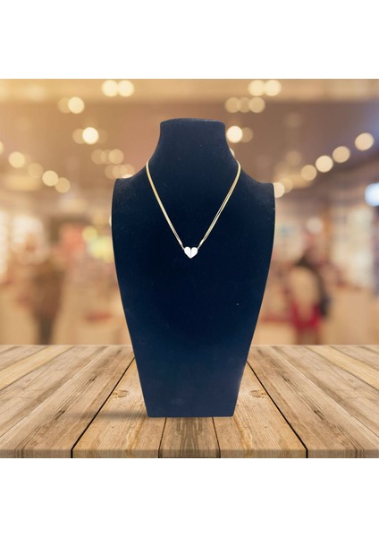 OZZYSHOPTR Kararmaz Çelik Zirkon Taşlı İkiye Ayrılan Mıknatıslı Kalp Kolye-3 Zincirli