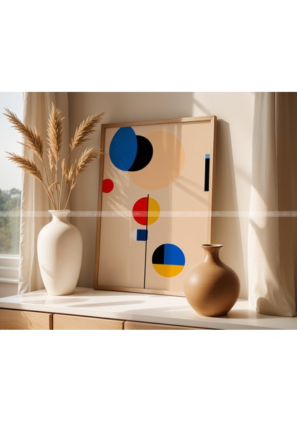 Soyut Sanat 3 Parçalı Ahşap Çerçeveli Tablo Seti - Modern Minimalist Tasarım