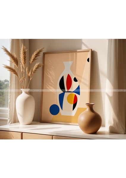 Soyut Sanat 3 Parçalı Ahşap Çerçeveli Tablo Seti - Modern Minimalist Tasarım