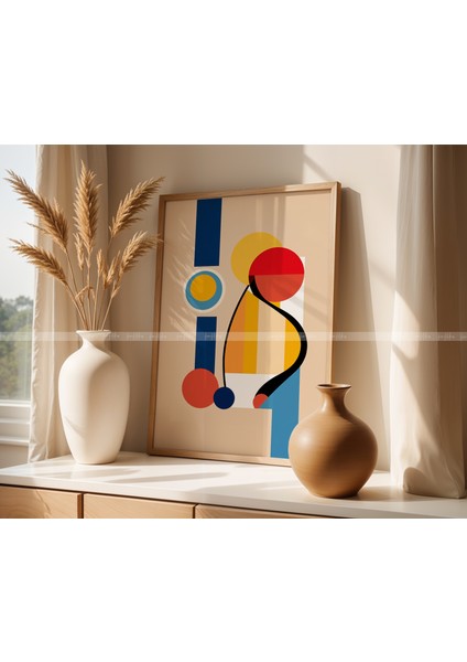 Soyut Sanat 3 Parçalı Ahşap Çerçeveli Tablo Seti - Modern Minimalist Tasarım