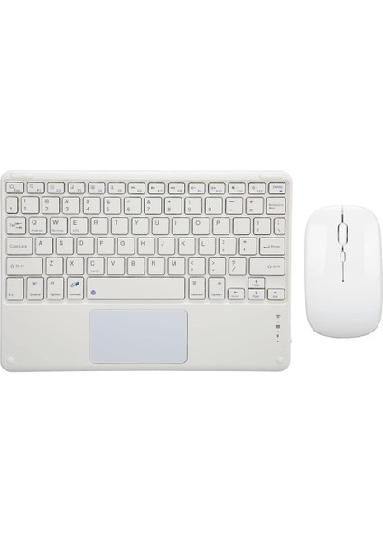 Alcatel Smart Tab 7 7" Uyumlu Kablosuz Bluetooth Dahili Bataryalı Şarjlı Touchpad'li Klavye Mouse Seti - Beyaz