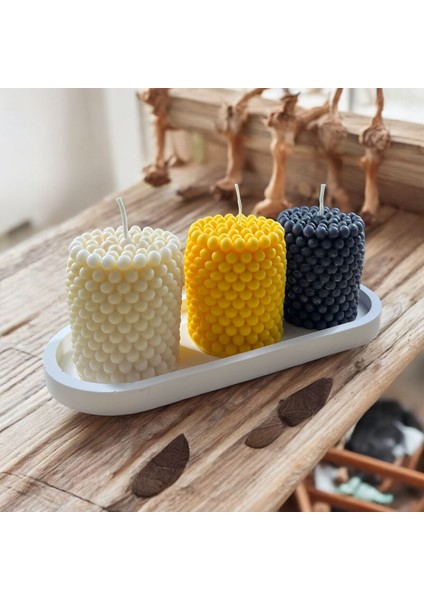 Dekoratif Tepside, 4'lü Set, Çilek Kokulu, Top Bubble Mum