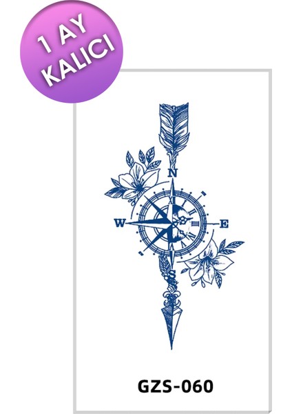 1 Ay Kalıcı Retro Pusula Dövmesi Unisex Compass Tattoo fiyatları