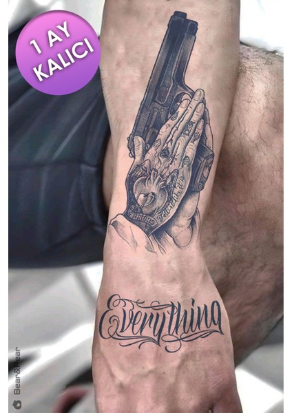 1 Ay Kalıcı Tattoo Silah Dövmesi Gun Tattoo