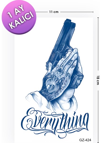 1 Ay Kalıcı Tattoo Silah Dövmesi Gun Tattoo