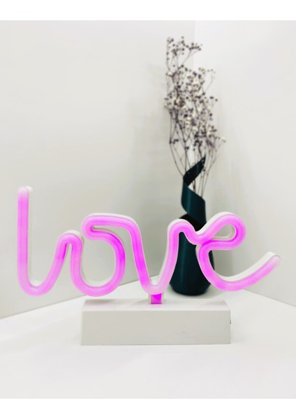 Love Yazılı 3D LED Masa Lambası