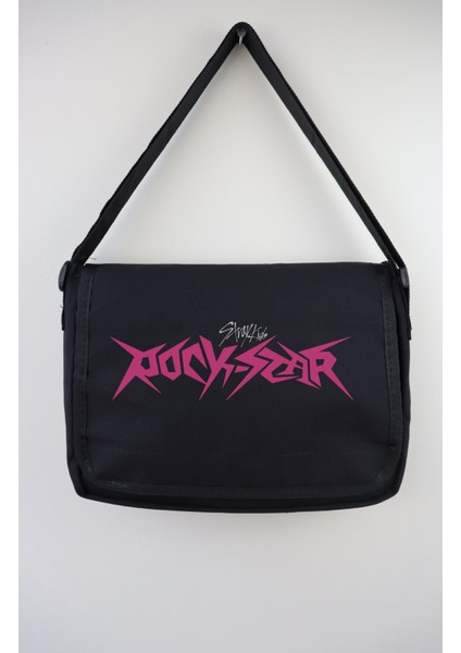 Straykids Rockstar Yazılı Postacı Çantası, Unisex K Pop Baskılı Omuz Çantası