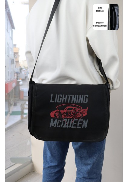Şimşek Mcqueen Postacı Çantası, Unisex Cars Arabalar Baskılı Omuz Çantası
