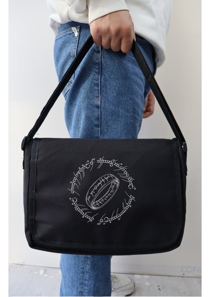 Yüzüklerin Efendisi Baskılı Postacı Çantası, Unisex Film Serisi Baskılı Omuz Çantası