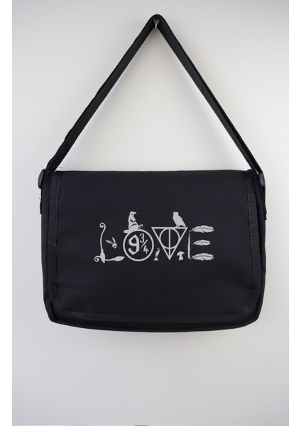 Love Yazılı Postacı Çantası, Unisex Hary Poter Baskılı Omuz Çantası