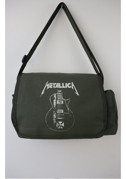 Metallica Yazılı Postacı Çantası, Unisex Guitar Rock Band Baskılı Omuz Çantası