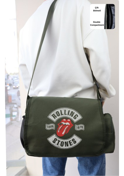 Rolling Stones Yazılı Postacı Çantası, Unisex Rock Band Baskılı Omuz Çantası fiyatları