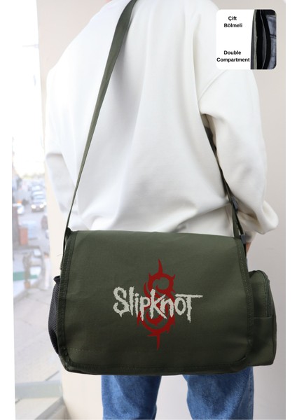 Slipknot Yazılı Postacı Çantası, Unisex Rock Band Baskılı Omuz Çantası
