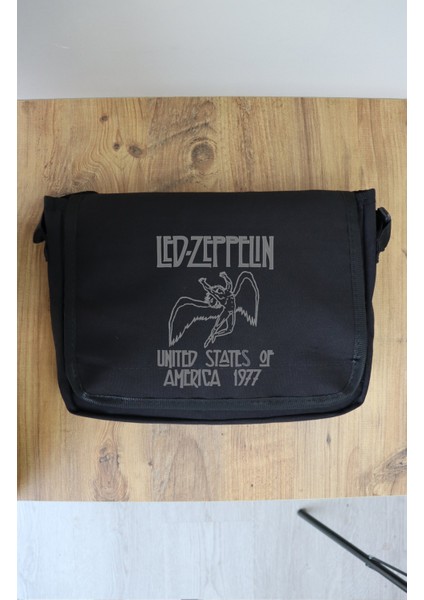 LED Zeppelin Yazılı Postacı Çantası, Unisex Rock Band Baskılı Omuz Çantası