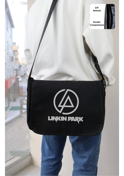 Linkin Park Yazılı Postacı Çantası, Unisex Rock Band Baskı Omuz Çantası