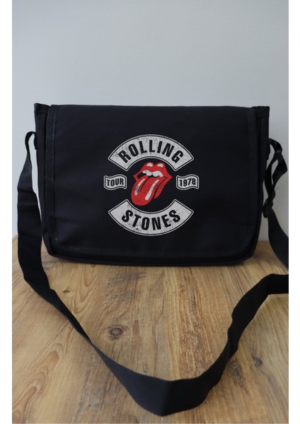 Rolling Stones Yazılı Postacı Çantası, Unisex Rock Band Baskılı Omuz Çantası