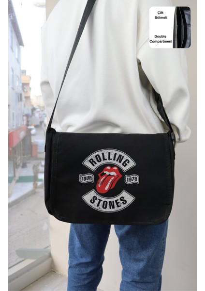 Rolling Stones Yazılı Postacı Çantası, Unisex Rock Band Baskılı Omuz Çantası fiyatları