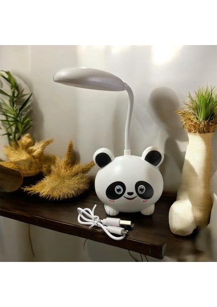 Panda Şeklinde Kalem Traşlı Şarjlı Masa Lambası