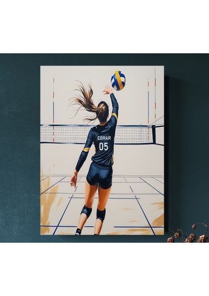 Voleybol Isme Özel Kişiye Özel Hediye Ahşap Pano Mdf Poster Küçük Masa Üstü Poster