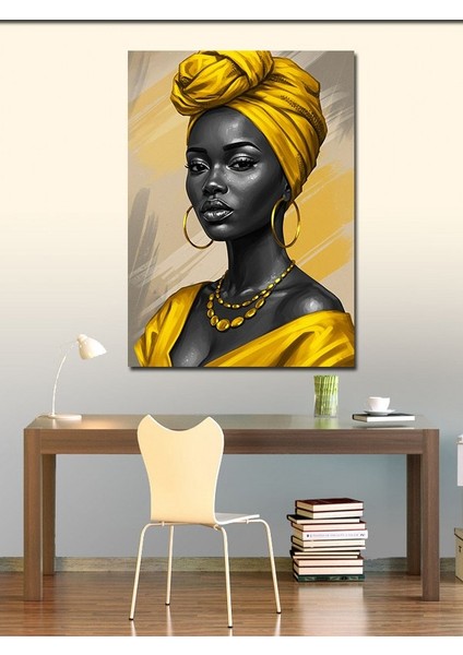 Kanvas Tablo Sarı Eşarplı Kadın fiyatları