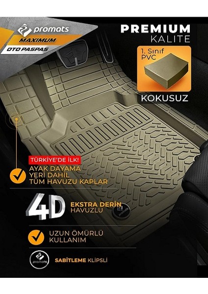 Dacia Duster 2012 ve Sonrası 4d Oto Paspas Maximum Bej