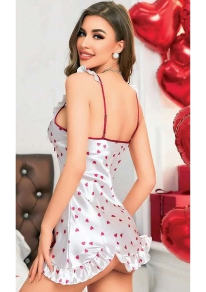 Hotflirt Nightlight 3658 Saten Gecelik - Beyaz - M fiyatları