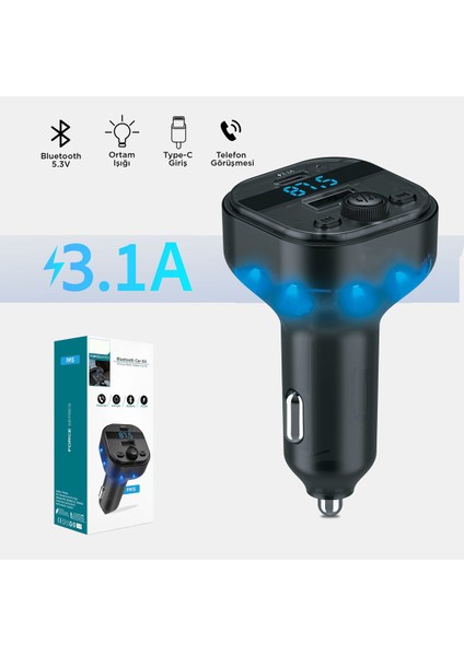 FM15 Hızlı Şarj Destekli Bluetooht 5.3 Araç Kiti - Fm Transmitter