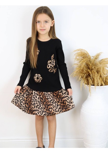 Leopar Etekli Fitilli 2'li Kadife Takım Snm5