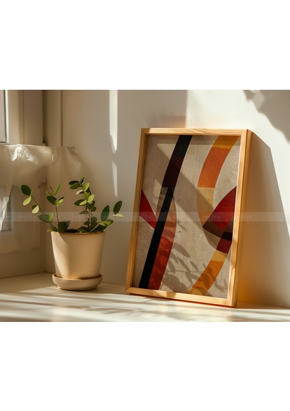 Retro Soyut 3 Parçalı Ahşap Çerçeveli Tablo Seti - Vintage Sanat Dokunuşu -21 x 30