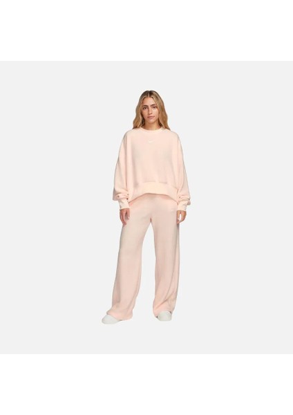 Sportswear Plush Mod Cropped Crew-Neck Kadın Oversize ( Bol Kesim )Crop Pembe Sweatshirt DQ6844-838