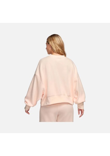 Sportswear Plush Mod Cropped Crew-Neck Kadın Oversize ( Bol Kesim )Crop Pembe Sweatshirt DQ6844-838