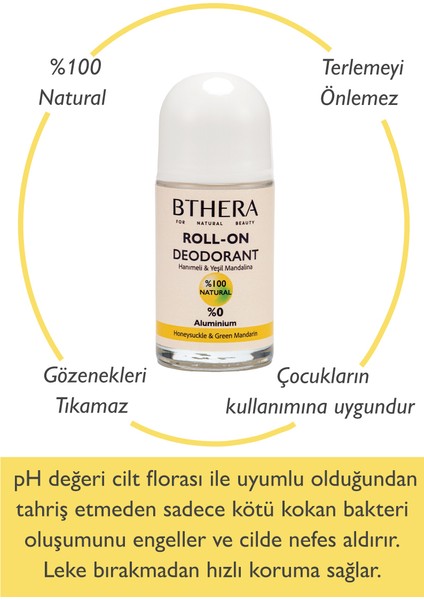 Doğal Roll-On Deodorant Hanımeli & Yeşil Mandalina %100 NATURAL-50ML