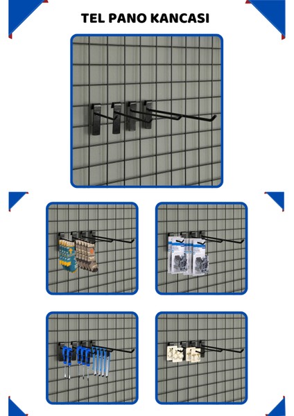 50 Adet 15 cm Siyah Tel Pano Raf Askısı Tel Pano Kancası