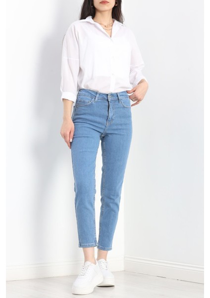 Mom Boyfriend Jeans Açıkmavi1