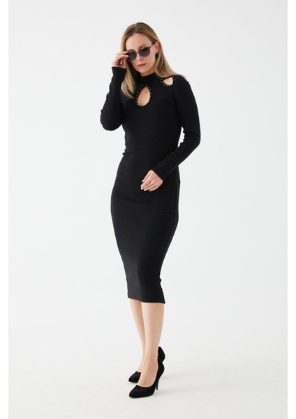Zhlbutik Damla Yaka Kaşkorse Elbise