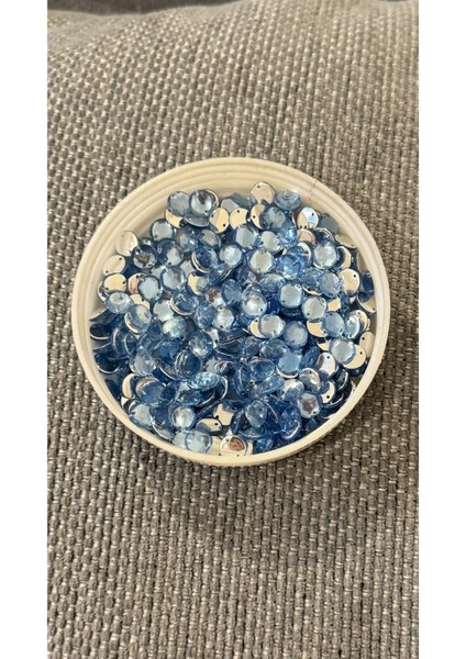 Mavi Akrilik Yuvarlak Dikme Kristal Taş Boncuk 0.4 mm x 100 Adet